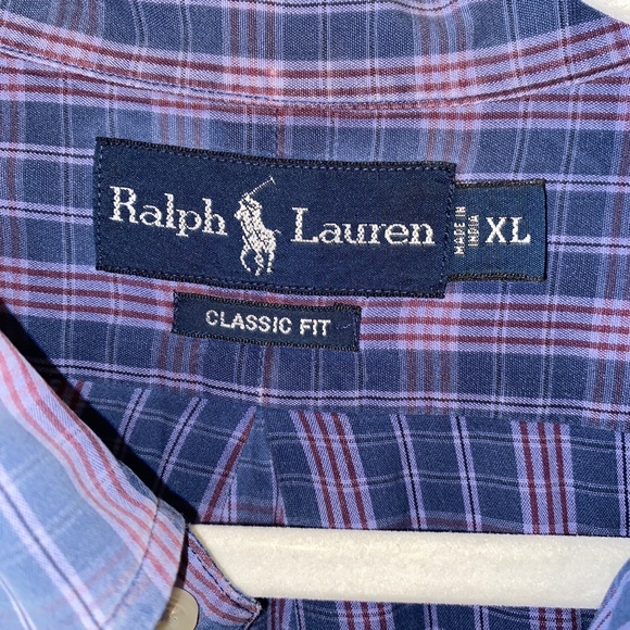 Excellent Condition Ralph Lauren Blue and Red button down plaid shirt - Picture 3 of 5